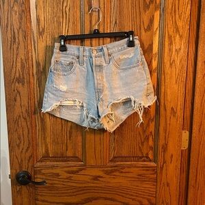 Levi's Light Blue Distressed Jean Shorts